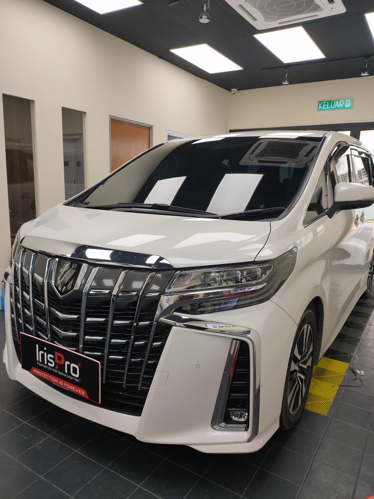 Irispro window tinting on white alphard car | Irispro