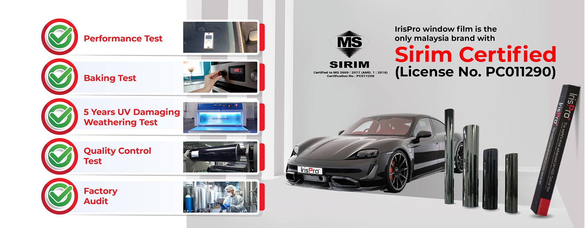 Slider design of Irispro Sirim Certified Irispro UV+420 Optical Solar Film